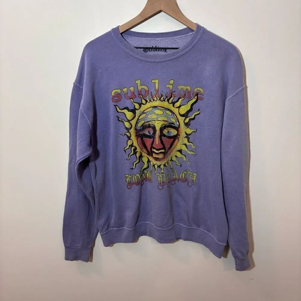 Sublime Long Beach 2021 Tour Crewneck Pullover Purple Medium Sweatshirt